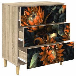 vidaXL Ladekast LOCHEM Oranje print 66 x 36,5 x 75 cm Bewerkt hout
