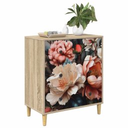 vidaXL Ladekast BORNE Licht pioenroosprint 66 x 36,5 x 75 cm Sonoma