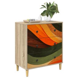 vidaXL Ladekast BONN Retro golfprint 66 x 36,5 x 75 cm Bewerkt hout