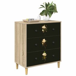 vidaXL Ladekast BREMEN Magnolia print 66 x 36,5 x 75 cm Bewerkt hout