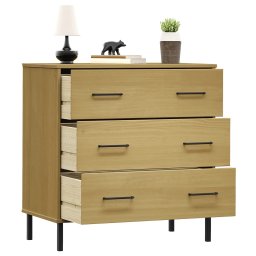 vidaXL Dressoir met 3 lades OSLO 77x40x79,5 cm grenenhout bruin
