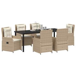 vidaXL Tuin eettafelset 7 st Beige en Licht Grijs poly rattan