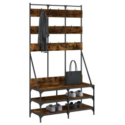 vidaXL Kledingrek met schoenenrek 100x40x184 cm gerookt eikenkleurig