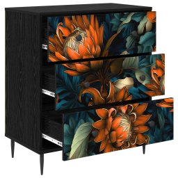 vidaXL Ladekast LOCHEM Oranje print 66 x 36,5 x 76 cm Bewerkt hout