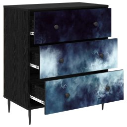 vidaXL Ladekast RAALTE Blauwe marmerprint 66 x 36,5 x 76 cm