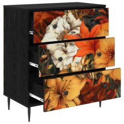 vidaXL Ladekast GENNEP Lelieprint 66 x 36,5 x 76 cm Bewerkt hout