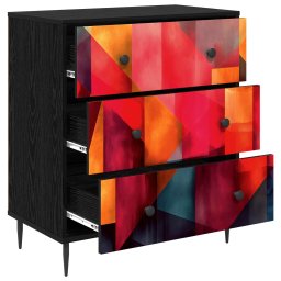 vidaXL Ladekast HEESCH Kleurblokprint 66 x 36,5 x 76 cm Bewerkt hout