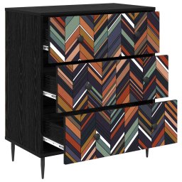 vidaXL Ladekast OMMEN Geometrische print 66 x 36,5 x 76 cm Zwart eiken