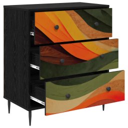 vidaXL Ladekast BONN Retro golfprint 66 x 36,5 x 76 cm Bewerkt hout
