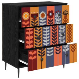 vidaXL Ladekast ESSEN Zonnebloemprint 66 x 36,5 x 76 cm Bewerkt hout