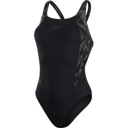Speedo - Maat 36 - HyperBoom Splice Muscleback Zwart/Grijs Dames Sportbadpak