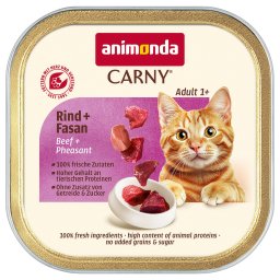 Voordeelpakket: 64x85 g animonda Carny Adult Rund & Fazant nat kattenvoer