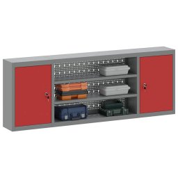 vidaXL Gereedschapskast met plank Rood en Grijs 150 x 20 x 55 cm