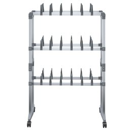vidaXL Schoenenrek met wieltjes 66x27x100 cm zilverkleurig