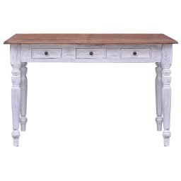 vidaXL Bureau met lades 117x57x75 cm massief mahoniehout wit