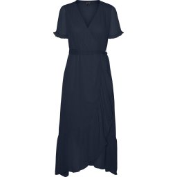 VERO MODA - Maat XL - VMTUA S/S 7/8 WRAP DRESS WVN BTQ GA - Dames - Maxi jurken