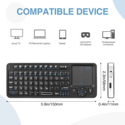 Rii K06 Mini Bluetooth Keyboard,Backlit 2.4GHz Wireless Keyboard with IR Learning, Portable Lightweight with Touchpad Compatible with Android TV Box, Mac, Laptop, Windows, Tablet(BT and 2.4G Version)