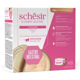 8x80g Schesir Veterinary Solutions Gastro Intestinal Kip Kattennatvoer