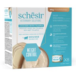 8x80g Kip & Tilapia Schesir Veterinary Solutions Weight Control natvoer voor katten