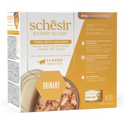8x80g Schesir Veterinary Solutions Urinary tonijn & zalm natvoer voor katten