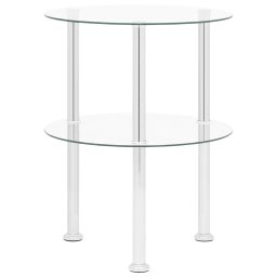 vidaXL Bijzettafel 2-laags 38 cm gehard glas transparant