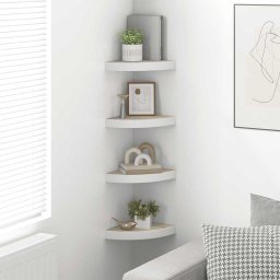 vidaXL Hoekwandschappen 4 st 25x25x3,8 cm MDF eikenkleurig en wit