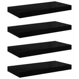 vidaXL Wandschappen zwevend 4 st 50x23,5x3,8 cm MDF hoogglans zwart