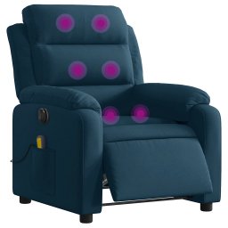 vidaXL Massagestoel elektrisch verstelbaar fluweel blauw