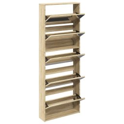 vidaXL Schoenenkast met 5 spiegels 63x17x169,5 cm eikenhout