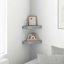 vidaXL Hoekschappen zwevend 2 st 25x25x3,8 cm MDF grijs