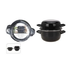 EH Mosselpan van geëmailleerd metaal diameter 20 cm zwart