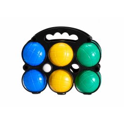 Jeu de boules set met 6 ballen van 72 mm en een witte bal kunststof