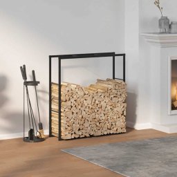 vidaXL Haardhoutrek 110x30x116 cm staal zwart