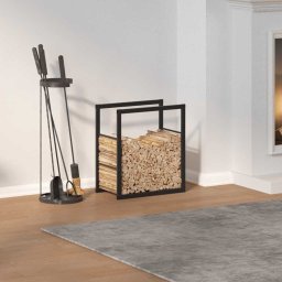 vidaXL Haardhoutrek 55x30x61 cm staal zwart