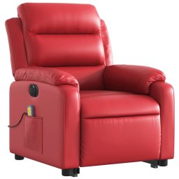 vidaXL Sta-op-massagestoel elektrisch kunstleer rood