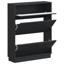 vidaXL Schoenenkast HOORN 78 x 24 x 100 cm Bewerkt hout Zwart