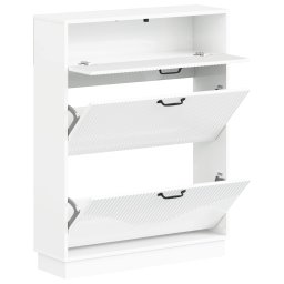 vidaXL Schoenenkast HOORN 78 x 24 x 100 cm Bewerkt hout Hoogglans Wit