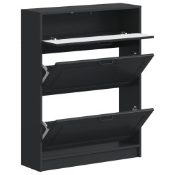 vidaXL Schoenenkast UTRECHT 78 x 24 x 100 cm Bewerkt hout Zwart