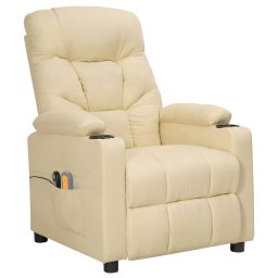 vidaXL Massagestoel elektrisch stof crèmekleurig