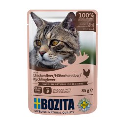 12x85g Stukjes in Gelei Pouch Kippenlever Bozita Kattenvoer