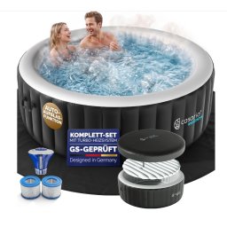 Whirlpool opblaasbaar Zwart rond 6 personen 20-42 °C winterbestendig