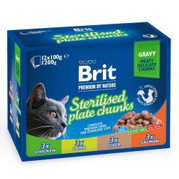 12x100g Sterilised Plate Brit Premium Cat natvoer voor katten