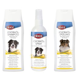 Voordeelset: Trixie jojoba olie verzorgingsproducten shampoo, conditioner & spray hond