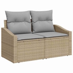 vidaXL Bankstel 6 st Beige en Licht Grijs poly rattan