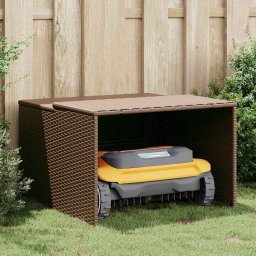 vidaXL Garage voor robotmaaier 86x90x52/57 cm poly rattan bruin