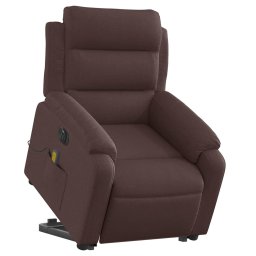 vidaXL Sta-op-massagestoel elektrisch verstelbaar stof donkerbruin