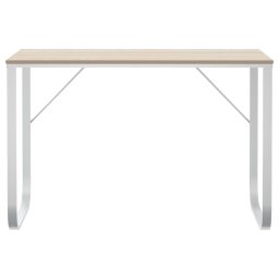 vidaXL Computerbureau 110x60x73 cm spaanplaat wit en eikenkleurig