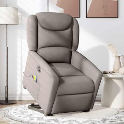 vidaXL Sta-op-massagestoel elektrisch verstelbaar stof taupe