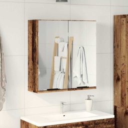 vidaXL Badkamerspiegelkast 64x20x66,5 cm bewerkt hout oud houtkleurig
