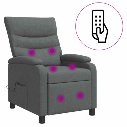 vidaXL Massage Recliner Donkergrijs Stof